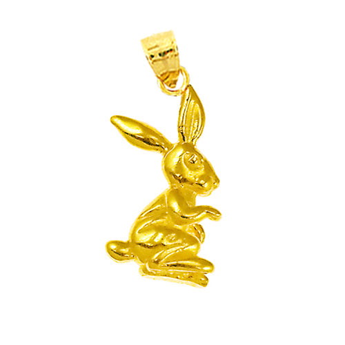 14K Gold 3D Rabbit Charm