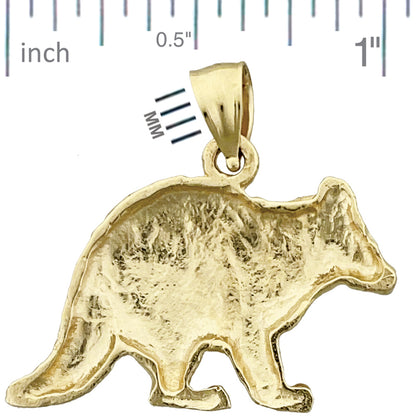 14K Gold Raccoon Pendant