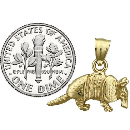 14K Gold 3D Armadillo Charm