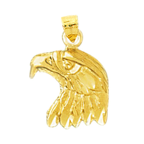 14K Gold 14MM Bald Eagle Head Charm