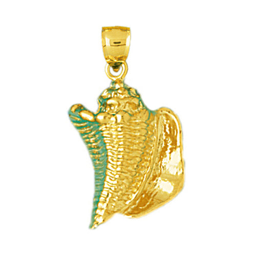 14K Gold Conch Shell Marine Mollusk Gastropod Charm