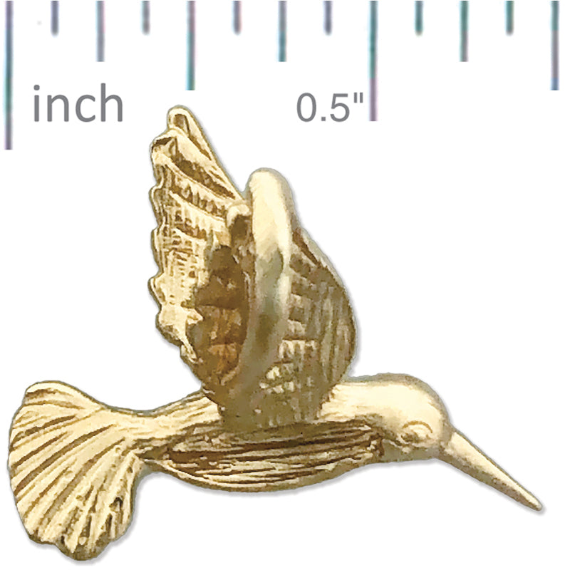 14K Gold 3D Hummingbird Charm Slide