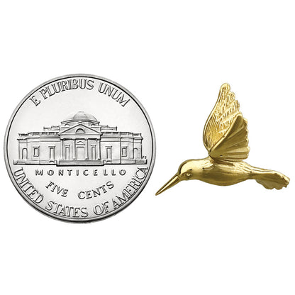 14K Gold 3D Hummingbird Charm Slide