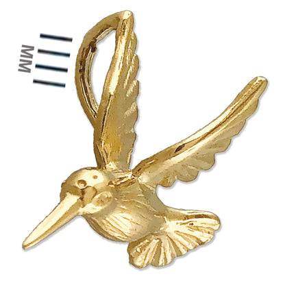 14K Gold 3D Hummingbird Charm Slide