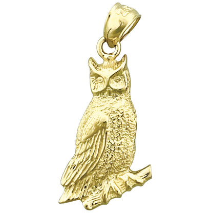 14K Gold 20MM Perched Owl Charm