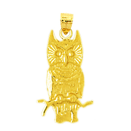14K Gold 20MM Owl Charm