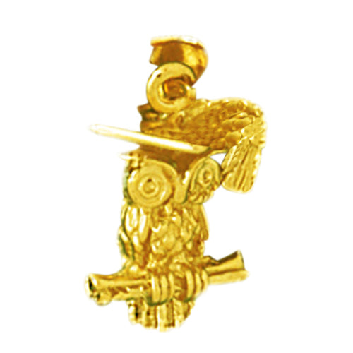 14K Gold 3D Graduation Owl Charm