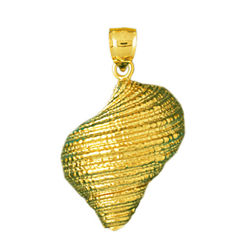 14K Gold Mollusk Gastropod Seashell Pendant
