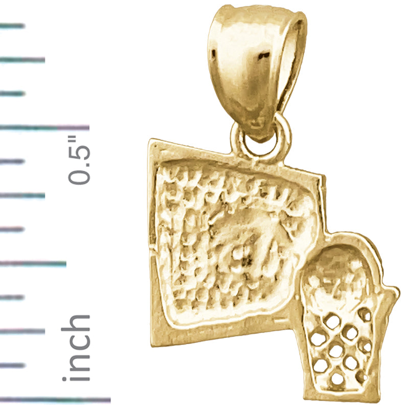 14K Gold Basketball In Basket Backboard Charm
