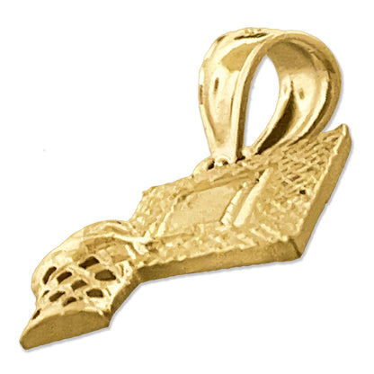 14K Gold Basketball In Basket Backboard Charm