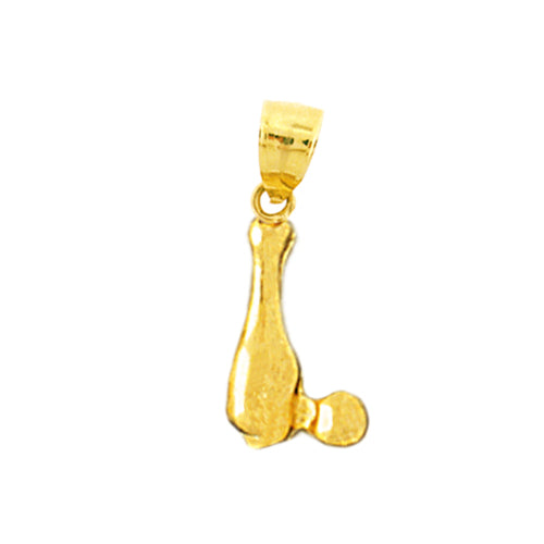 14K Gold 3D Bowling Pin Charm