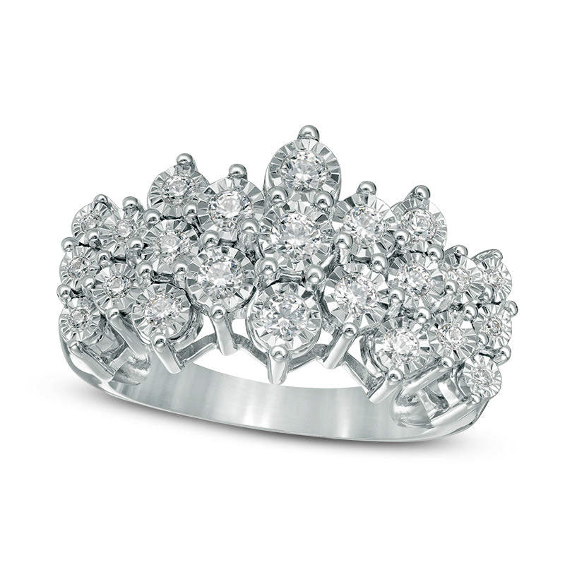 Previously Owned - 0.50 CT. T.W. Natural Diamond Pyramid Band in Solid 10K White Gold