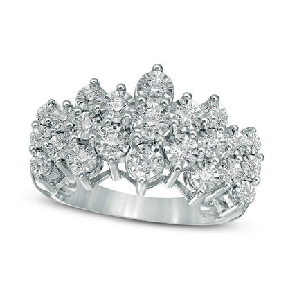 Previously Owned - 0.50 CT. T.W. Natural Diamond Pyramid Band in Solid 10K White Gold