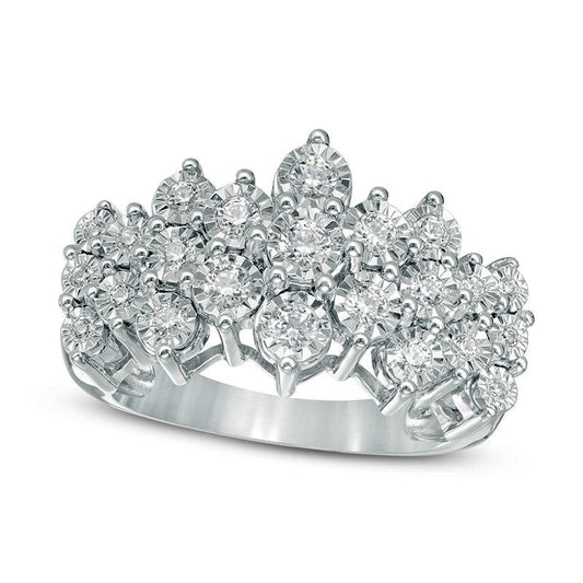 Previously Owned - 0.50 CT. T.W. Natural Diamond Pyramid Band in Solid 10K White Gold