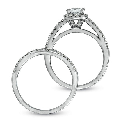 Previously Owned - Celebration Lux« 1.20 CT. T.W. Princess-Cut Natural Diamond Bridal Engagement Ring Set in Solid 14K White Gold (I/SI2)