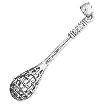 14K Gold 3D Lacrosse Pendant