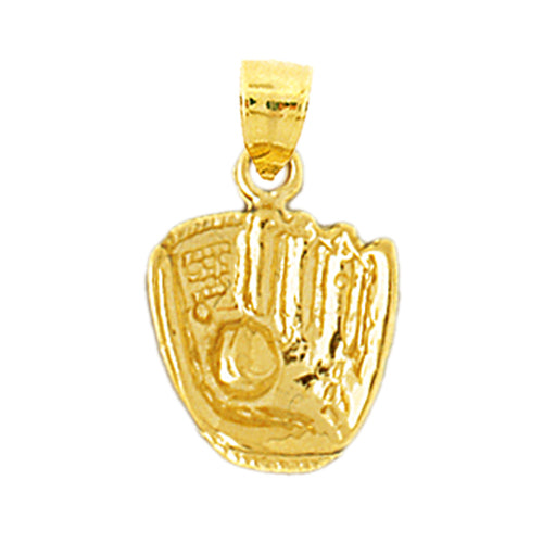 14K Gold 14MM Baseball Mitt Charm