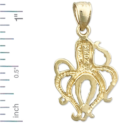 14K Gold 18MM Cephalopod Octopus Charm