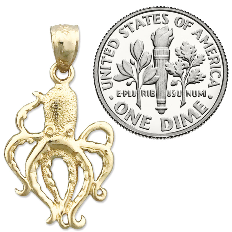 14K Gold 18MM Cephalopod Octopus Charm