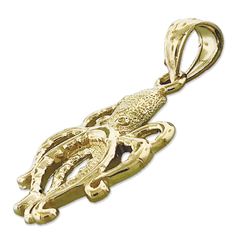 14K Gold 18MM Cephalopod Octopus Charm