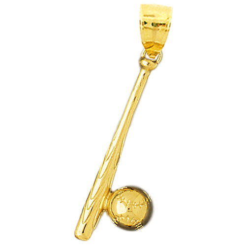 14K Gold Baseball Bat and Ball Pendant