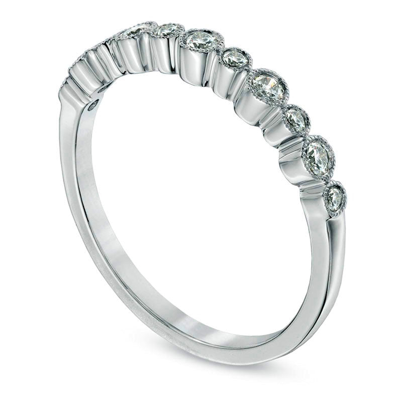 Previously Owned - 0.25 CT. T.W. Natural Diamond Bezel-Set Anniversary Band in Solid 10K White Gold