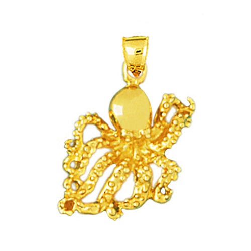 14K Gold 15MM Cephalopod Octopus Charm