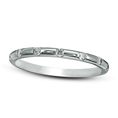 Previously Owned - 0.13 CT. T.W. Natural Diamond Seven Stone Stackable Band in Solid 10K White Gold