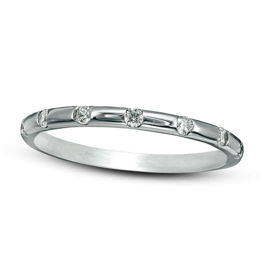 Previously Owned - 0.13 CT. T.W. Natural Diamond Seven Stone Stackable Band in Solid 10K White Gold