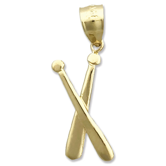 14K Gold Crossing Baseball Bats Charm