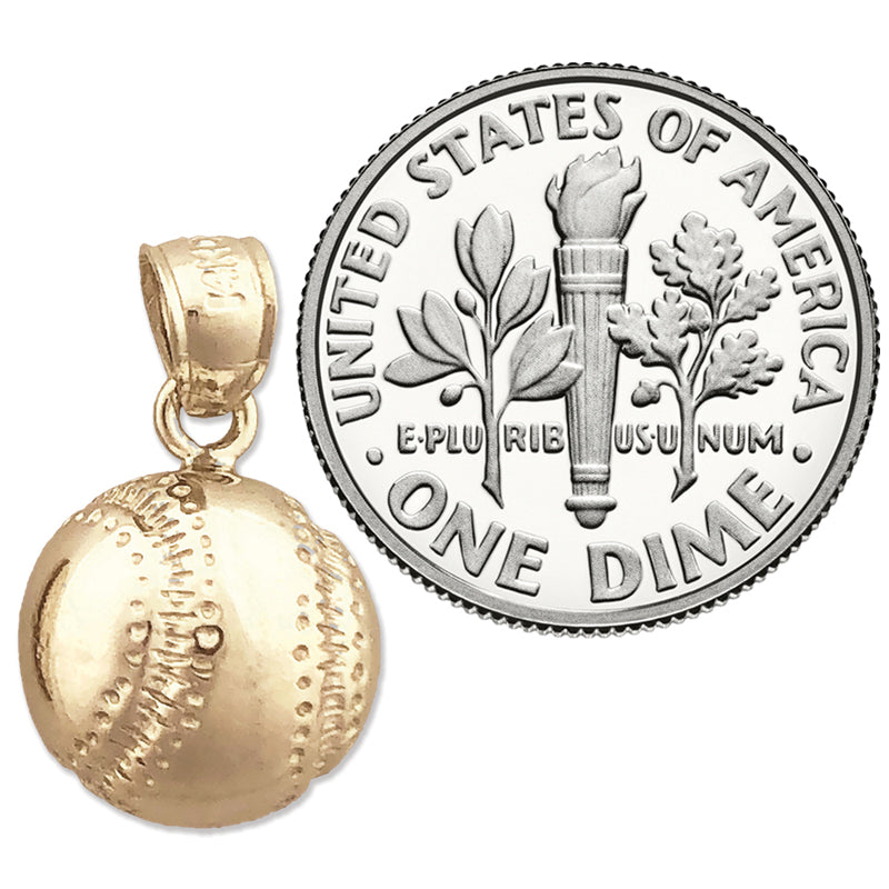 14K Gold Baseball Charm