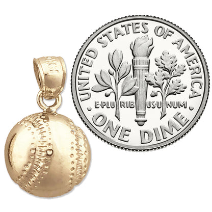 14K Gold Baseball Charm