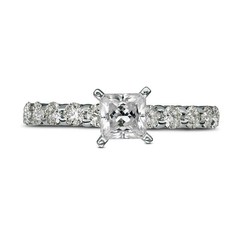 Previously Owned - 1.0 CT. T.W. Princess-Cut Natural Diamond Engagement Ring in Solid 14K White Gold