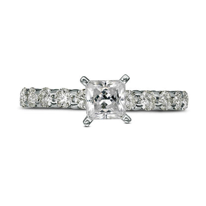 Previously Owned - 1.0 CT. T.W. Princess-Cut Natural Diamond Engagement Ring in Solid 14K White Gold