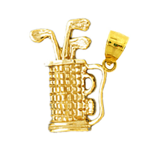 14K Gold 3D Golf Bag Charm