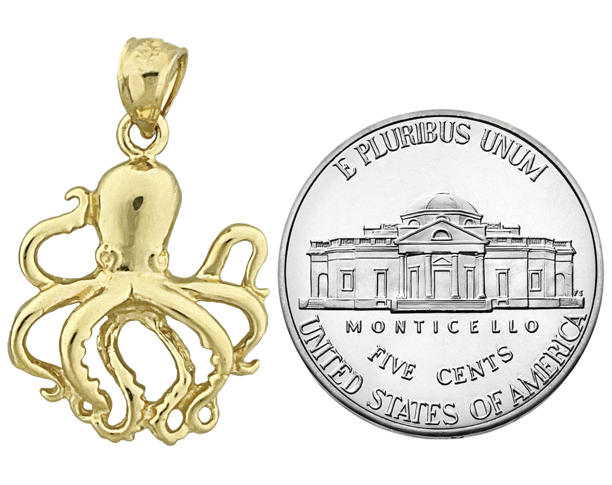 14K Gold 18MM Octopus Charm