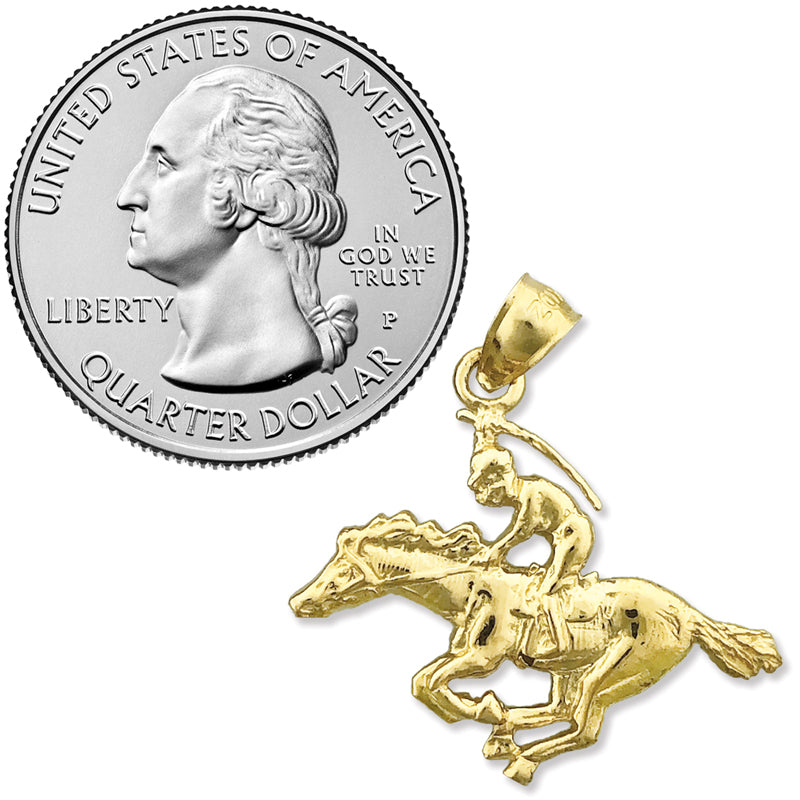 14K Gold Race Horse and Jockey Pendant