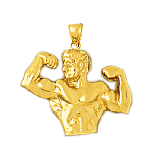 14K Gold Bodybuilder Flexing Biceps Charm