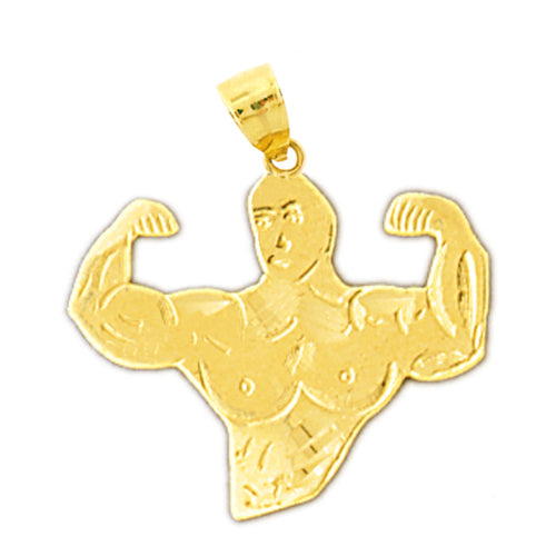 14K Gold Bodybuilder Charm
