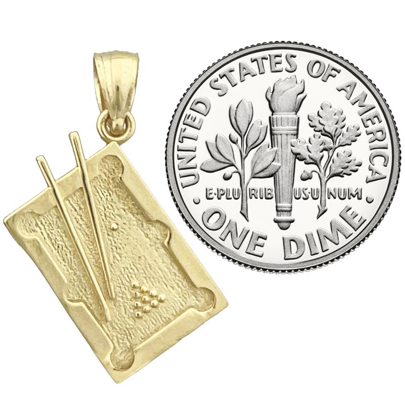 14K Gold 3D Pool Table Charm