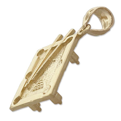 14K Gold 3D Pool Table Charm