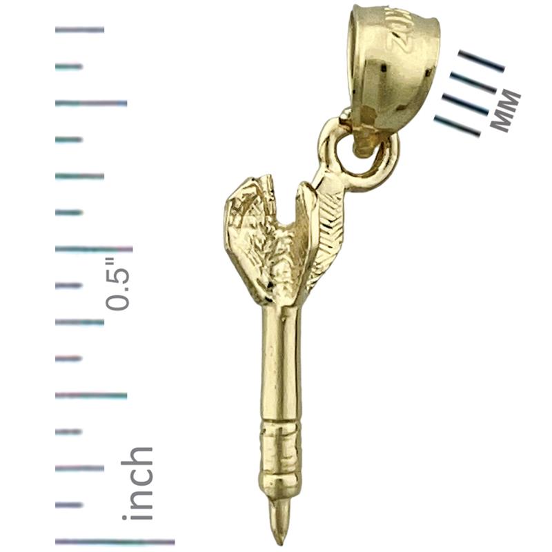 14K Gold 3D Dart Charm