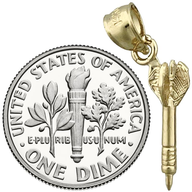 14K Gold 3D Dart Charm