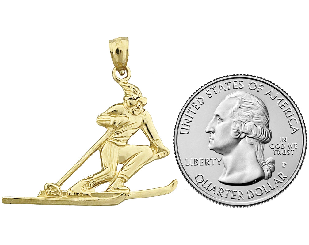 14K Gold Male Skiing Pendant