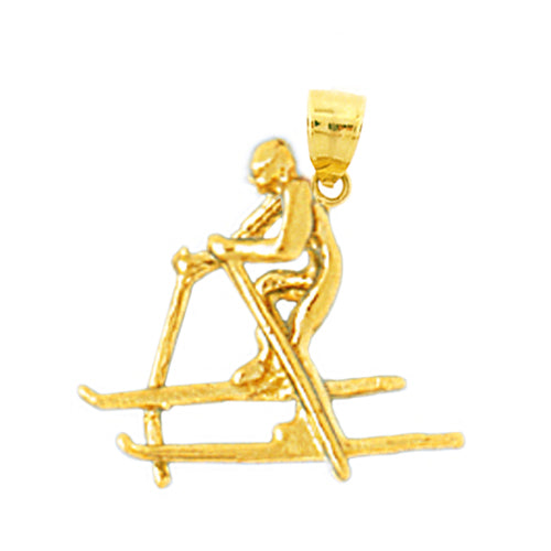 14K Gold 3D Skier Charm