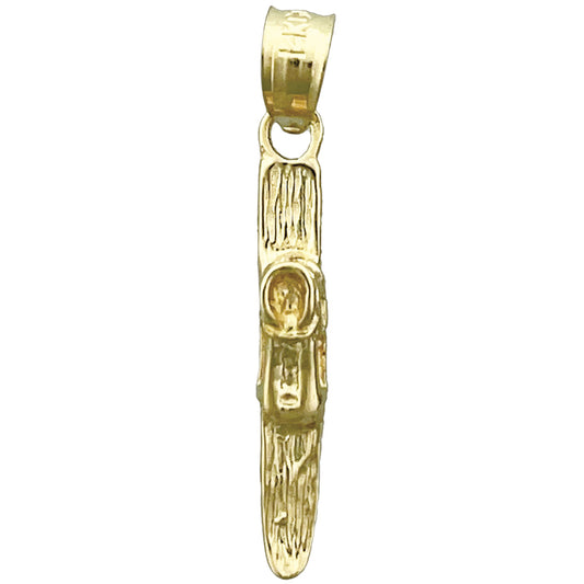 14K Gold 3D Snow Ski Board Charm