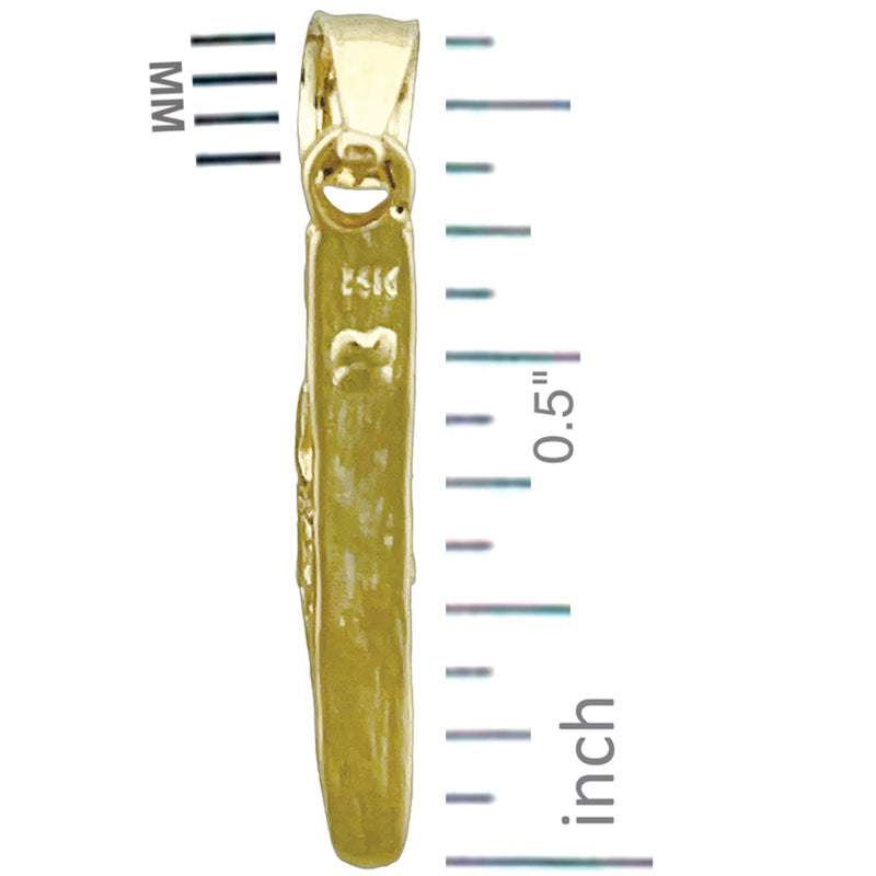 14K Gold 3D Snow Ski Board Charm