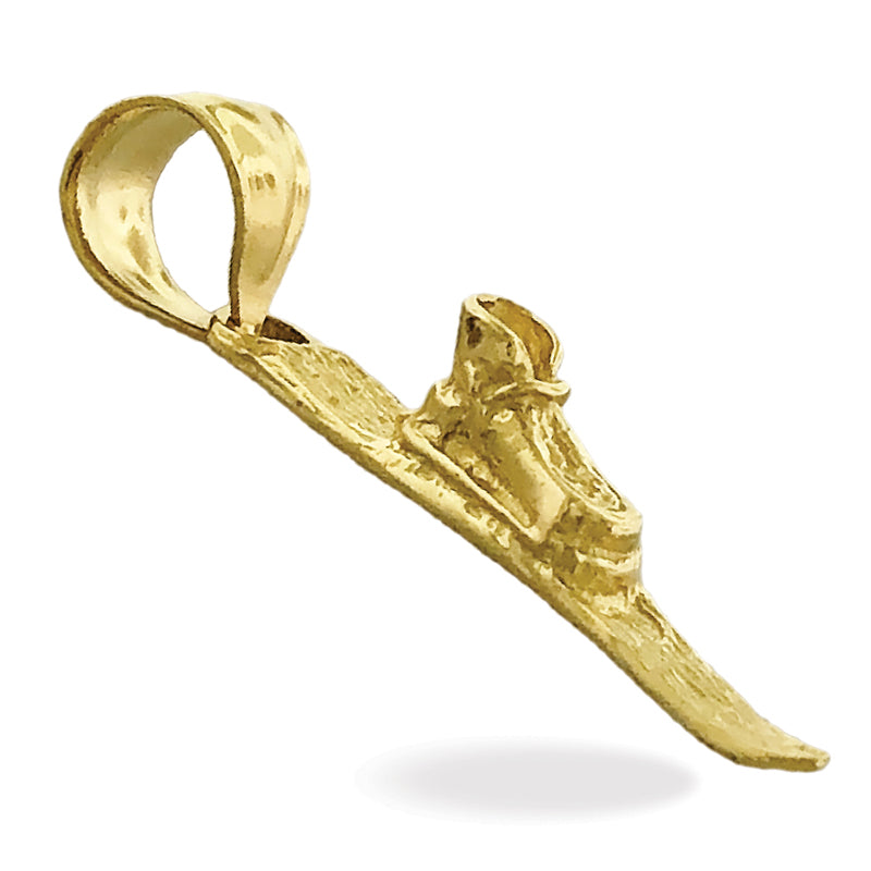14K Gold 3D Snow Ski Board Charm