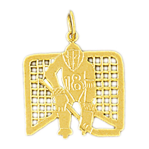 14K Gold #18 Jersey Hockey Goalie Pendant