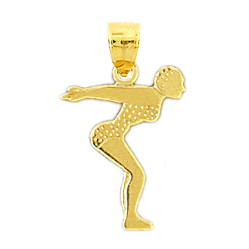 14K Gold Female Diver Charm